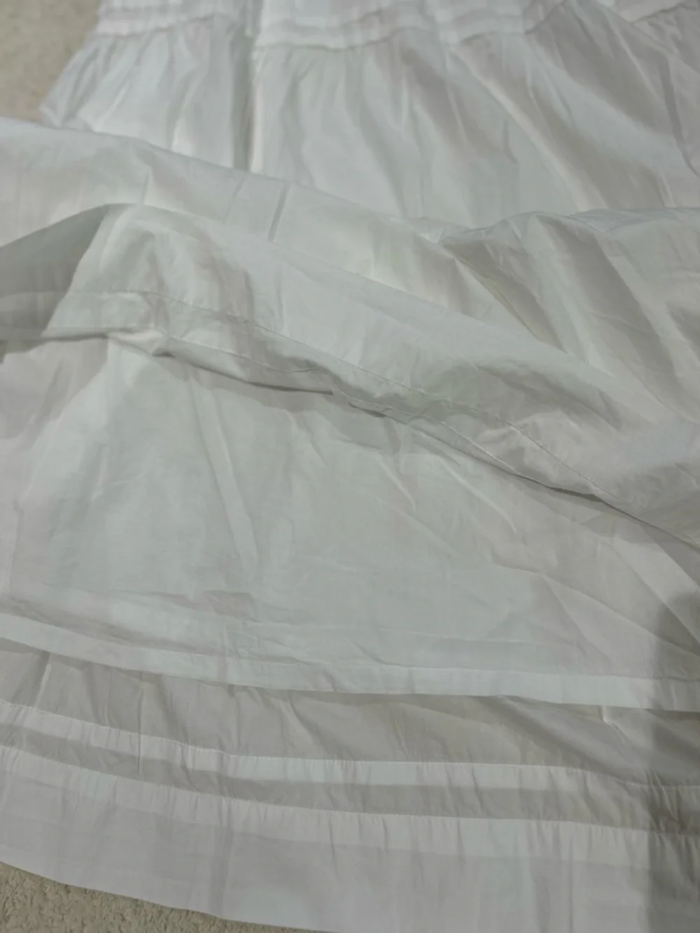 Quince Organic Cotton Poplin Smocked Tiered Maxi Dress White L NWT Boho Chic - Picture 8 of 13